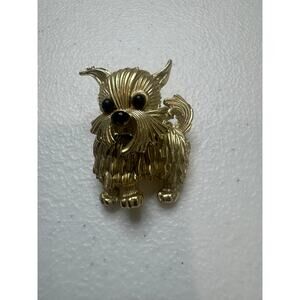 Gold Tone Yorkshire Terrier Broche